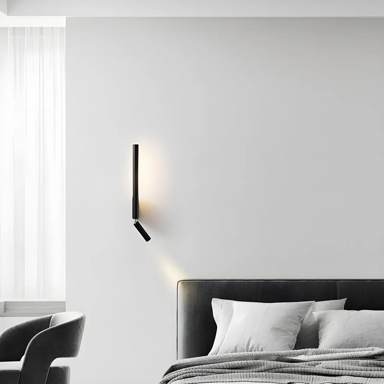 Applique murale de lecture moderne en métal à 2 lumières LED pour chambre à coucher