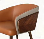 Chaise de salle à manger moderne avec accoudoirs, similicuir et bois, dossier bas