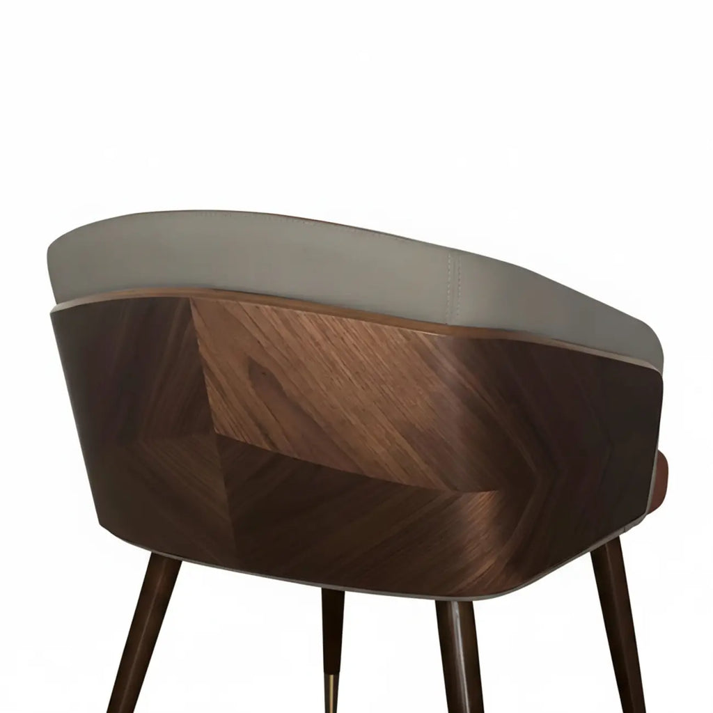 Chaise de salle à manger moderne avec accoudoirs, similicuir et bois, dossier bas