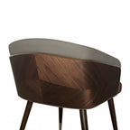 Chaise de salle à manger moderne avec accoudoirs, similicuir et bois, dossier bas