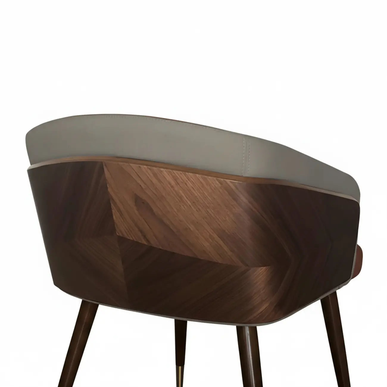 Chaise de salle à manger moderne avec accoudoirs, similicuir et bois, dossier bas