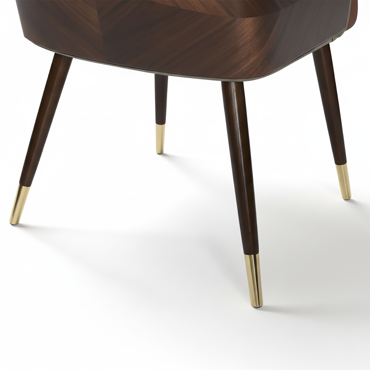 Chaise de salle à manger moderne avec accoudoirs, similicuir et bois, dossier bas