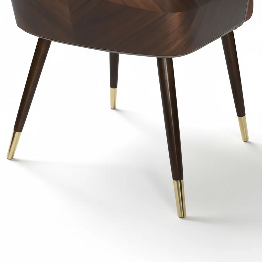 Chaise de salle à manger moderne avec accoudoirs, similicuir et bois, dossier bas