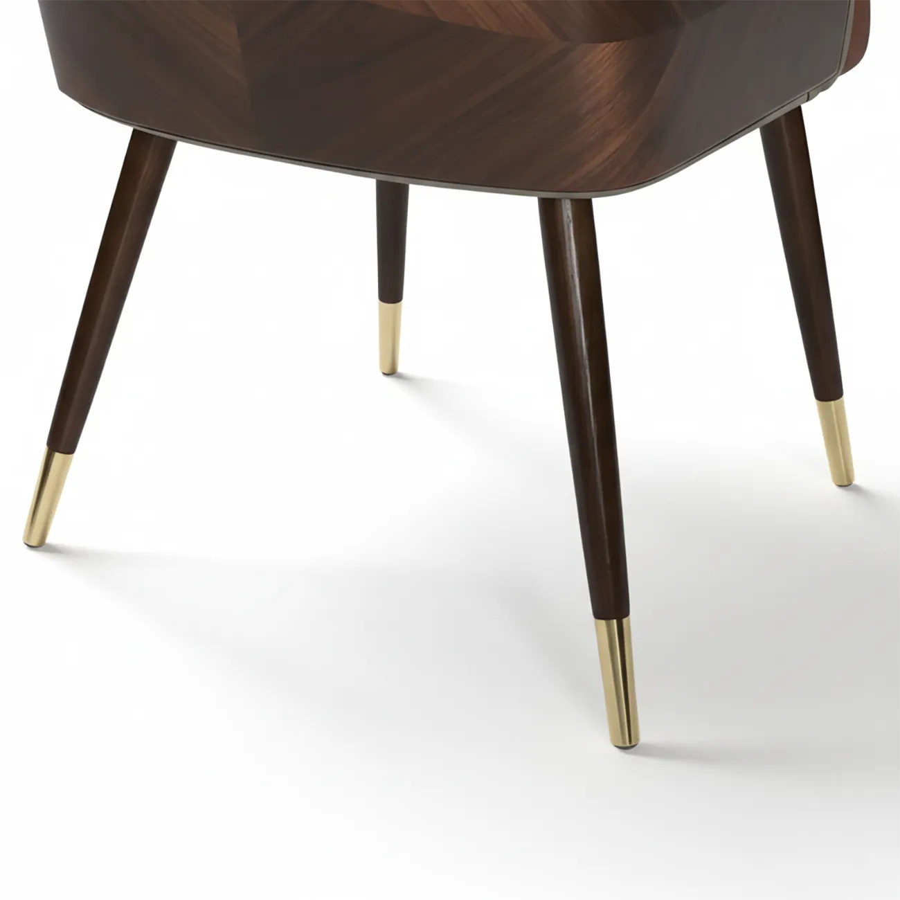 Chaise de salle à manger moderne avec accoudoirs, similicuir et bois, dossier bas