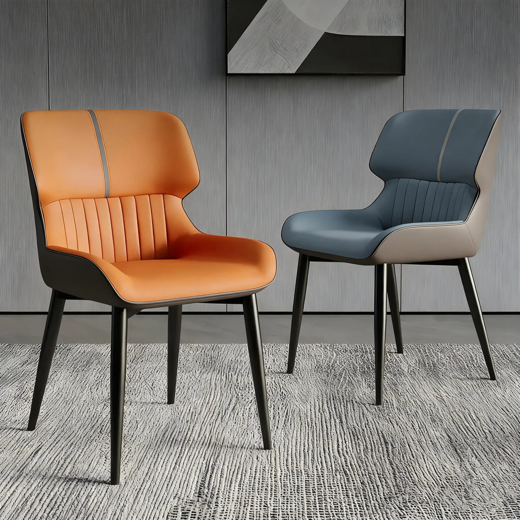 Chaise de salle à manger sans accoudoirs, dossier bas en cuir