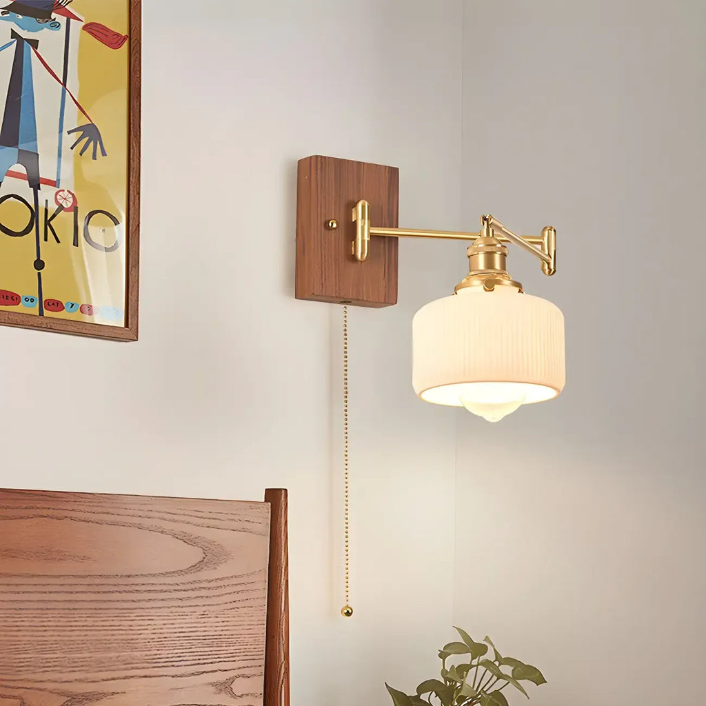 Lampe murale élégante à bras articulé plissé pour usage de chevet