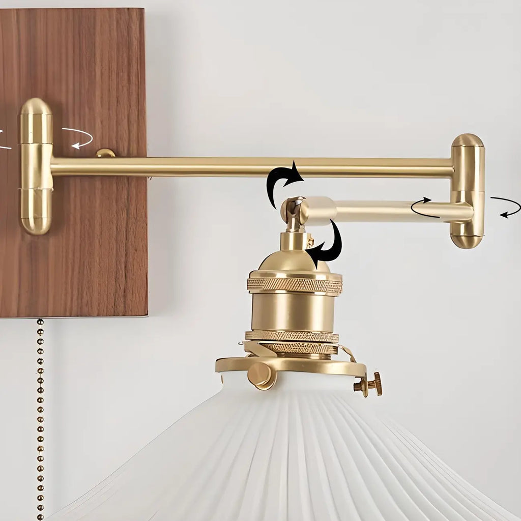 Lampe murale élégante à bras articulé plissé pour usage de chevet