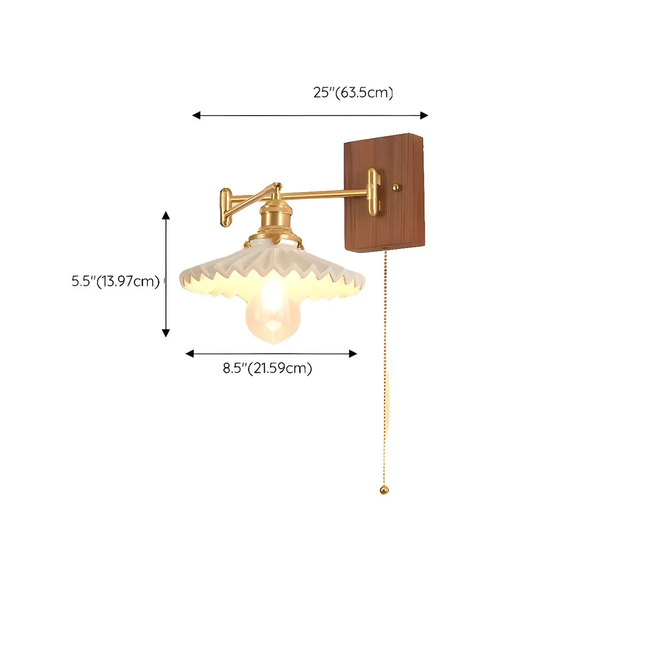 Lampe murale élégante à bras articulé plissé pour usage de chevet