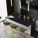 Sgabello da bar Art Déco in cotone imbottito, oro e verde