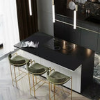 Sgabello da bar Art Déco in cotone imbottito, oro e verde