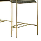 Sgabello da bar Art Déco in cotone imbottito, oro e verde
