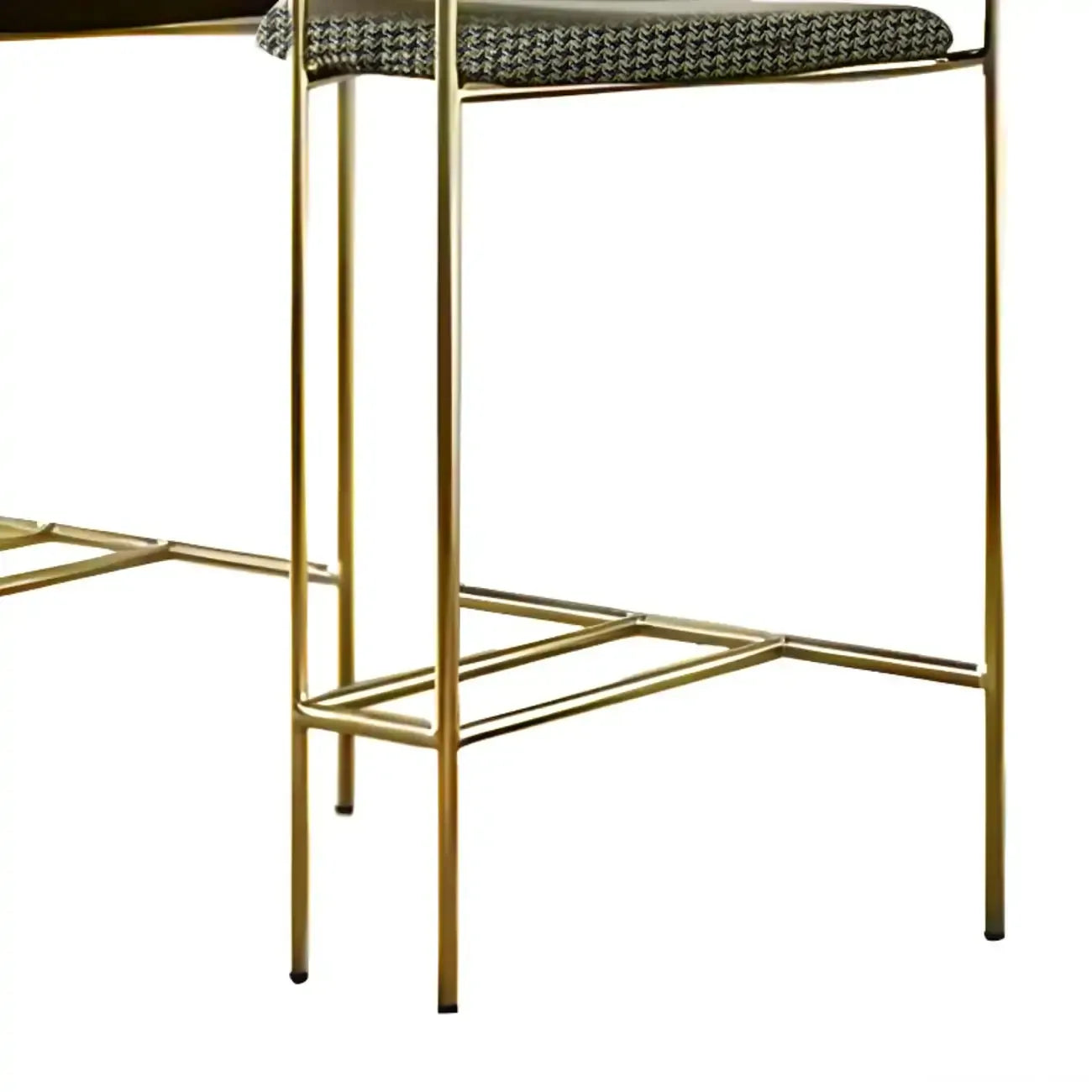 Sgabello da bar Art Déco in cotone imbottito, oro e verde
