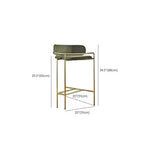 Sgabello da bar Art Déco in cotone imbottito, oro e verde
