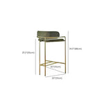 Sgabello da bar Art Déco in cotone imbottito, oro e verde