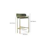 Sgabello da bar Art Déco in cotone imbottito, oro e verde