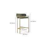 Sgabello da bar Art Déco in cotone imbottito, oro e verde