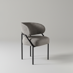 Chaise de salle à manger contemporaine grise rembourrée avec structure en métal