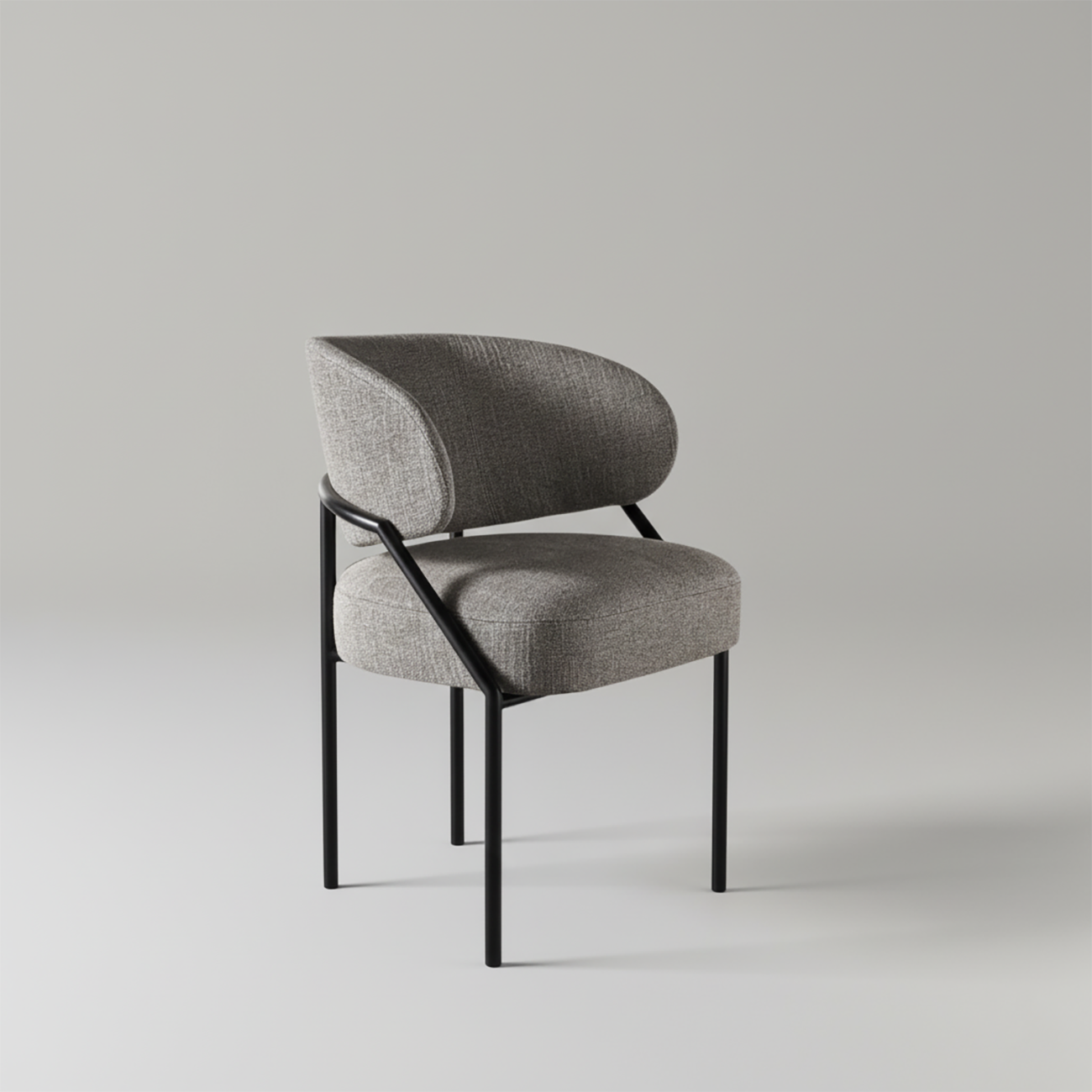 Chaise de salle à manger contemporaine grise rembourrée avec structure en métal