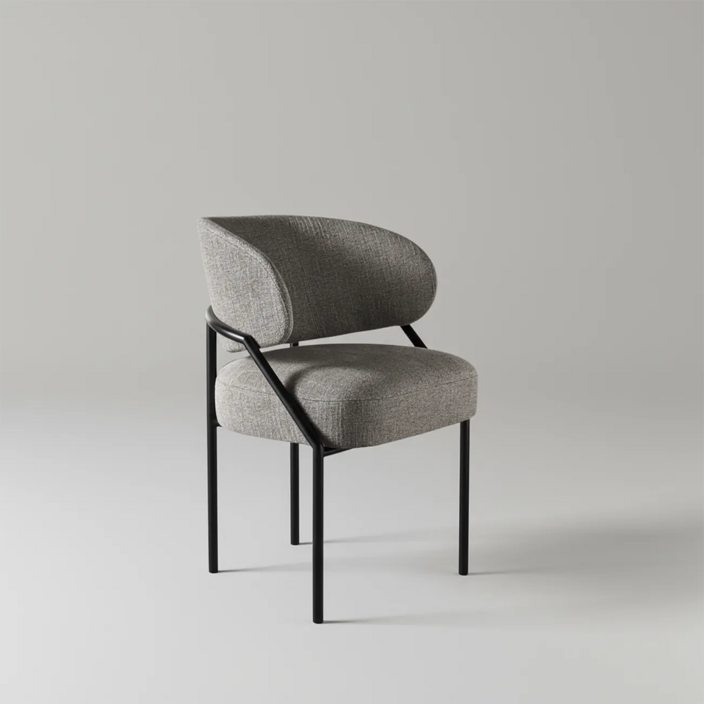 Chaise de salle à manger contemporaine grise rembourrée avec structure en métal