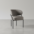 Chaise de salle à manger contemporaine grise rembourrée avec structure en métal