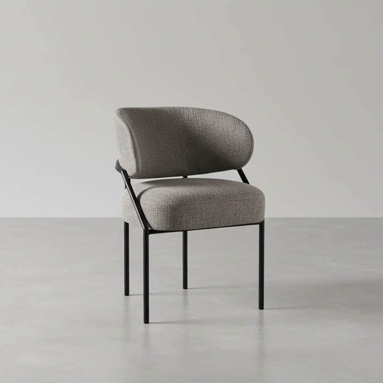 Chaise de salle à manger contemporaine grise rembourrée avec structure en métal