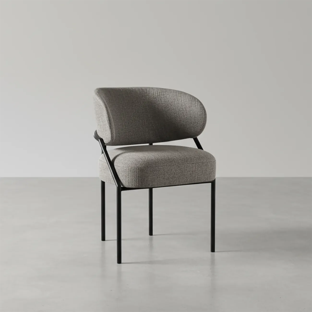 Chaise de salle à manger contemporaine grise rembourrée avec structure en métal