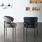 Chaise de salle à manger contemporaine grise rembourrée avec structure en métal