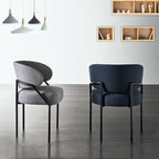 Chaise de salle à manger contemporaine grise rembourrée avec structure en métal
