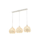 Suspension moderne à 3 lumières ronde en cristal et métal noir avec dôme