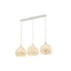 Suspension moderne à 3 lumières ronde en cristal et métal noir avec dôme