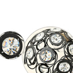 Suspension moderne à 3 lumières ronde en cristal et métal noir avec dôme