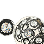 Suspension moderne à 3 lumières ronde en cristal et métal noir avec dôme