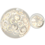 Suspension moderne à 3 lumières ronde en cristal et métal noir avec dôme