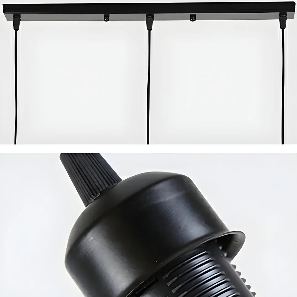 Suspension moderne à 3 lumières ronde en cristal et métal noir avec dôme