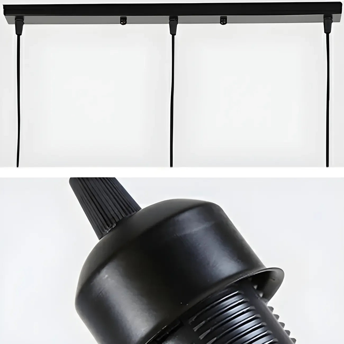 Suspension moderne à 3 lumières ronde en cristal et métal noir avec dôme