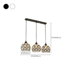 Suspension moderne à 3 lumières ronde en cristal et métal noir avec dôme