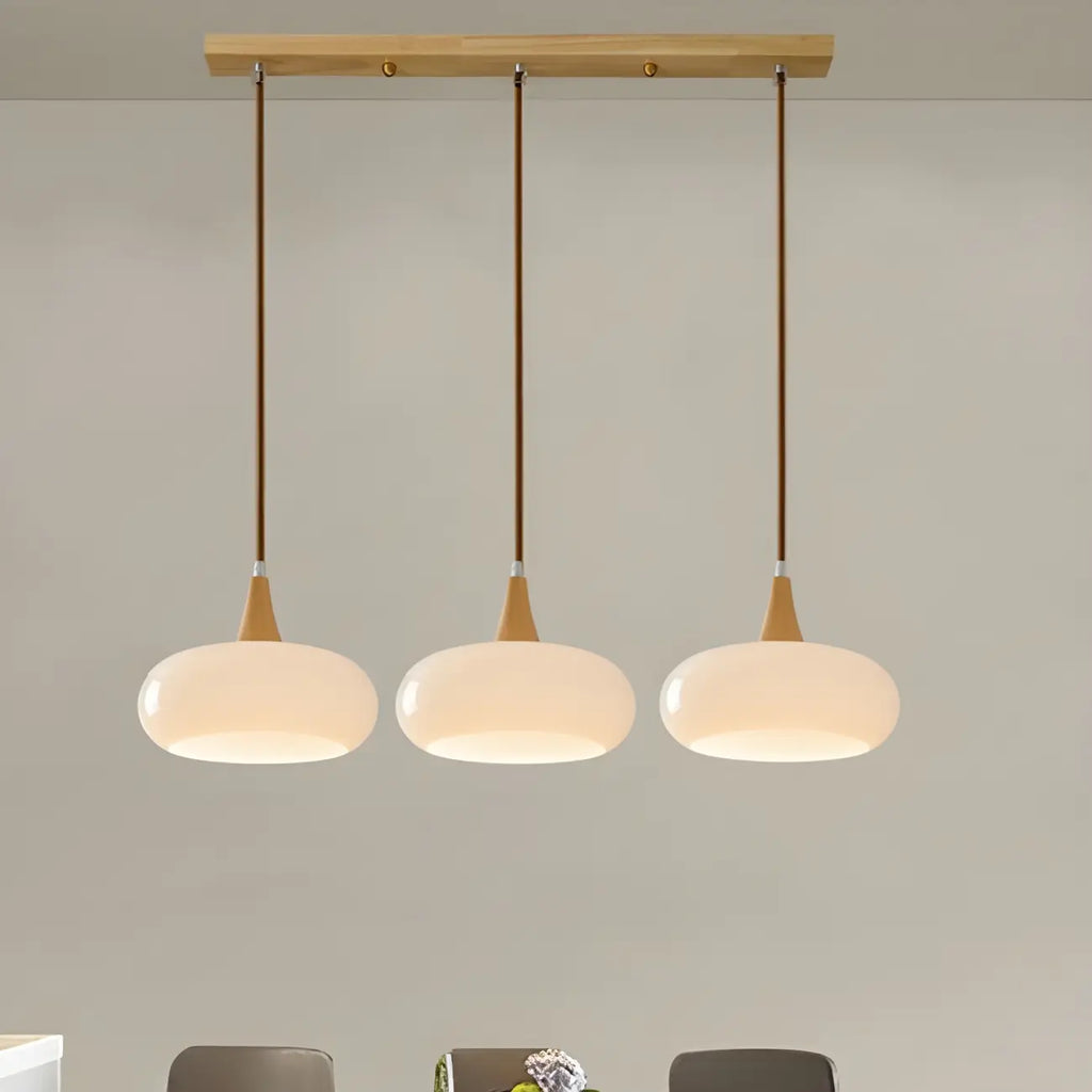 Suspension moderne en verre à 3 lumières pour îlot de cuisine