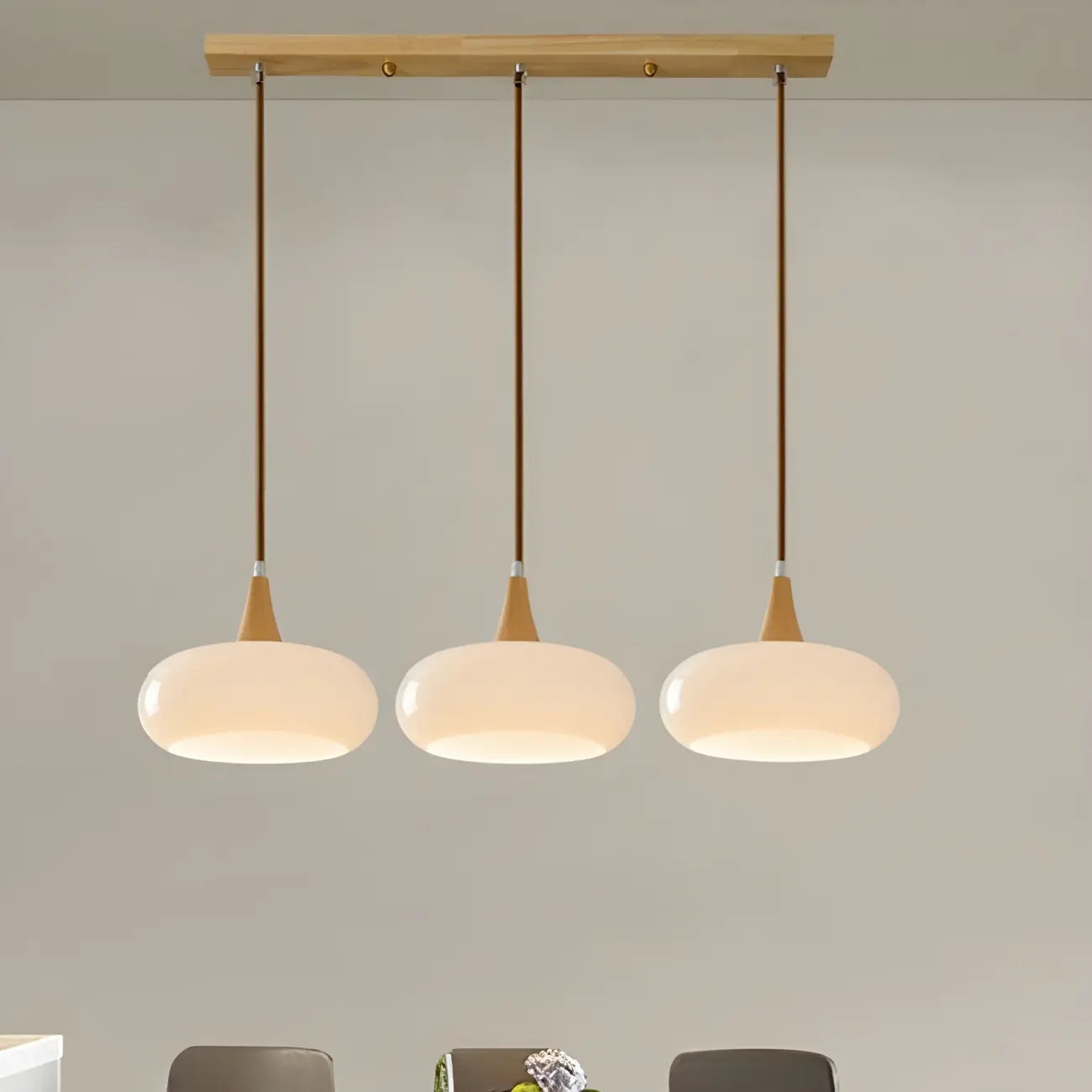 Suspension moderne en verre à 3 lumières pour îlot de cuisine