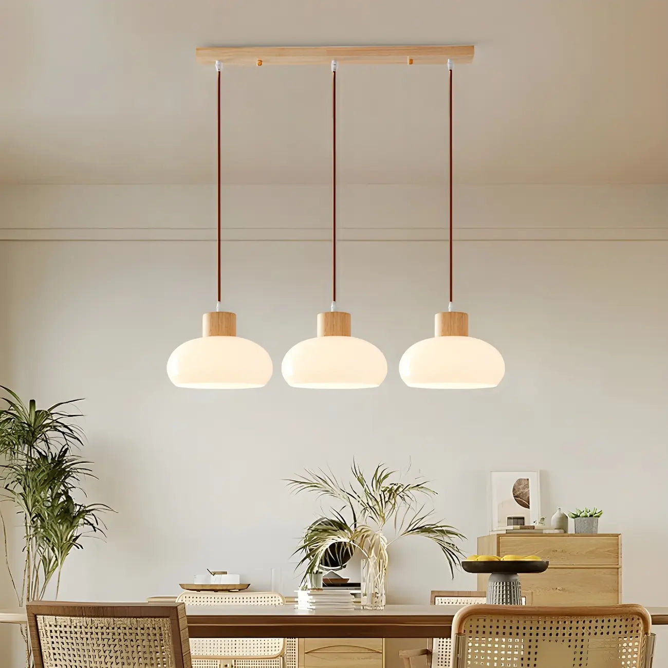 Suspension moderne en verre à 3 lumières pour îlot de cuisine