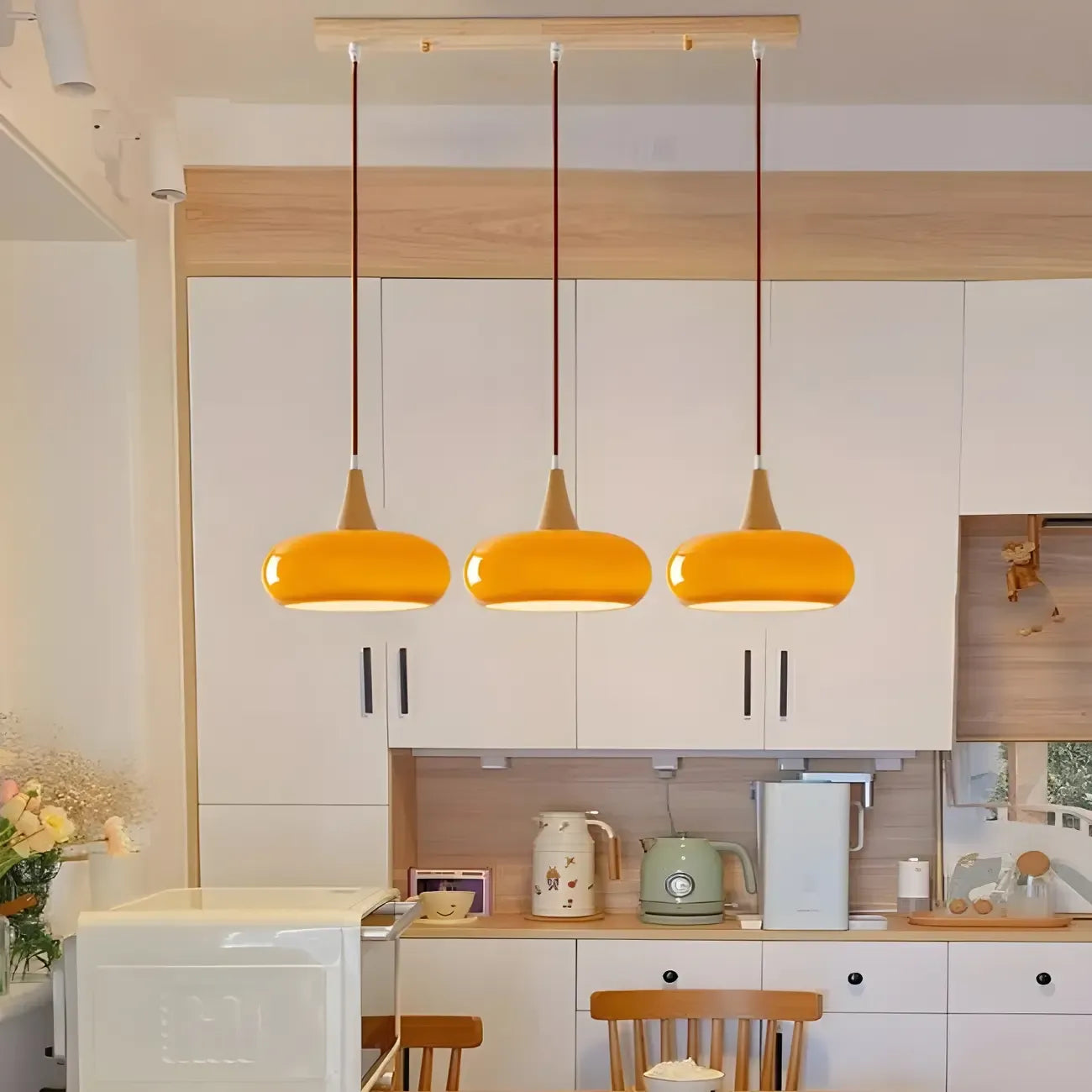 Suspension moderne en verre à 3 lumières pour îlot de cuisine