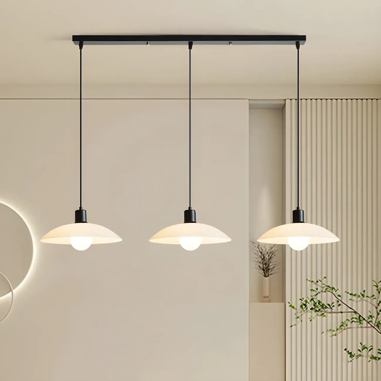 Lampadario moderno a LED da isola per cucina in vetro nero