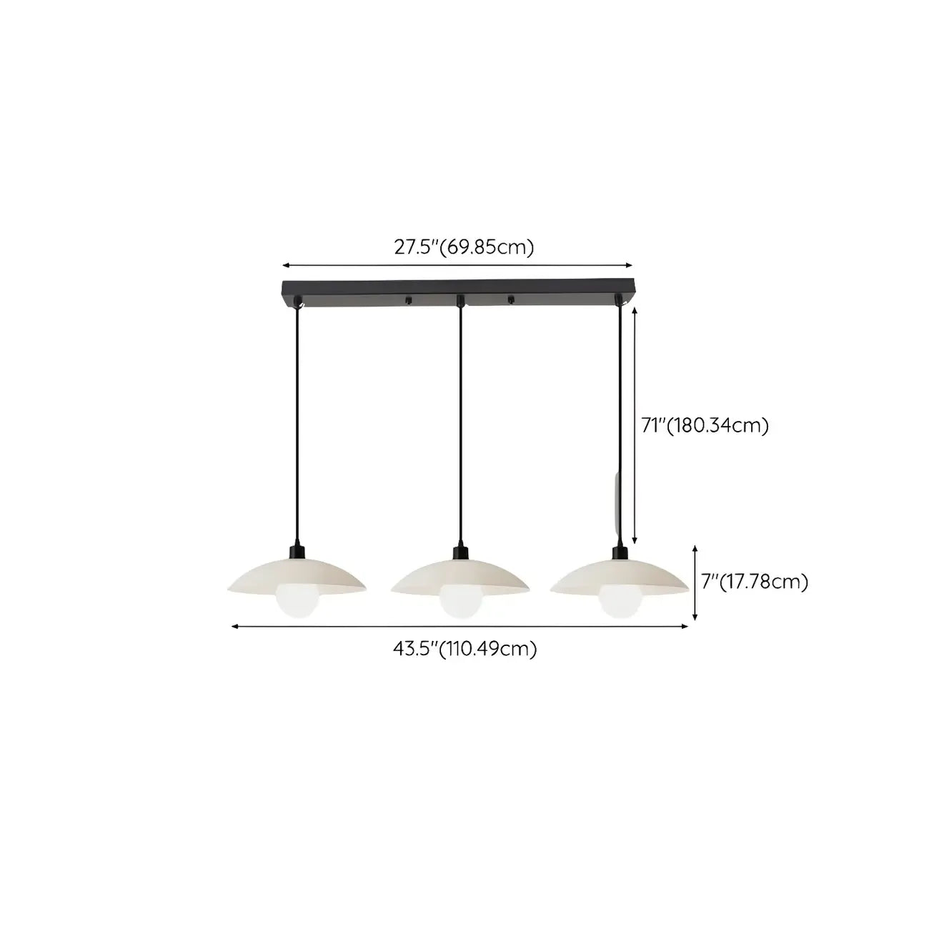 Lampadario moderno a LED da isola per cucina in vetro nero