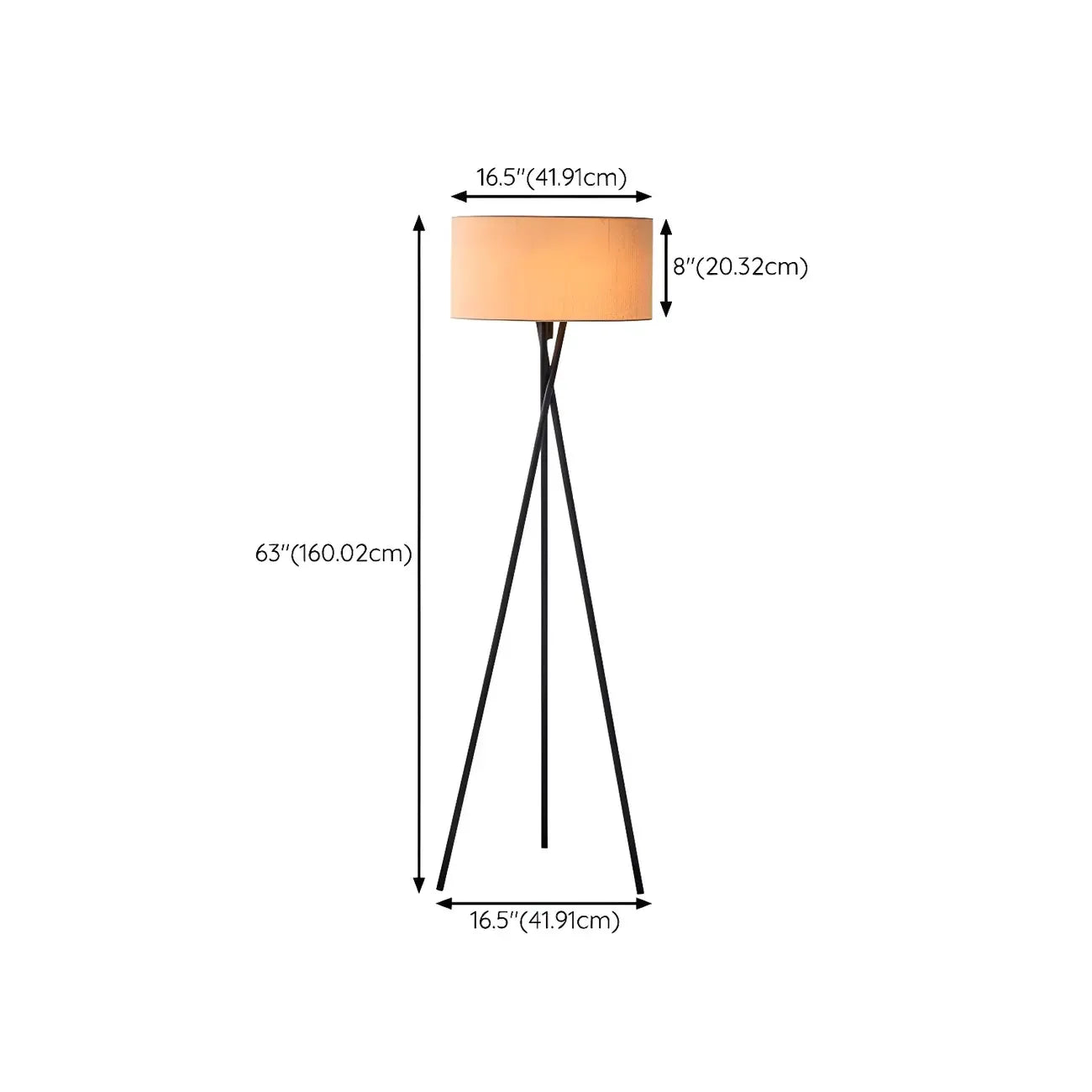 Lampadaire moderne trépied LED noir avec abat-jour cylindrique