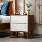 Comodino scandinavo in legno a 2 cassetti