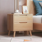 Comodino scandinavo in legno a 2 cassetti