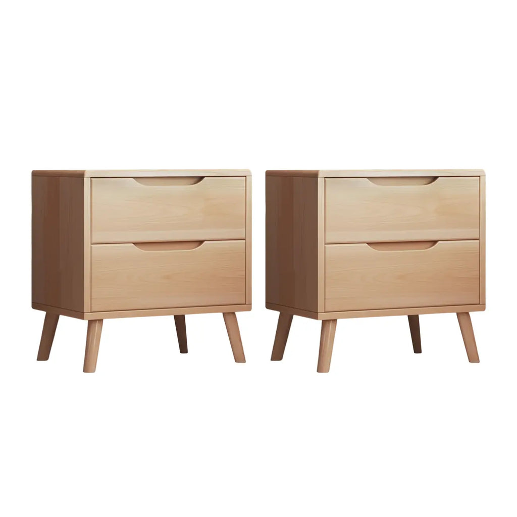 Comodino scandinavo in legno a 2 cassetti