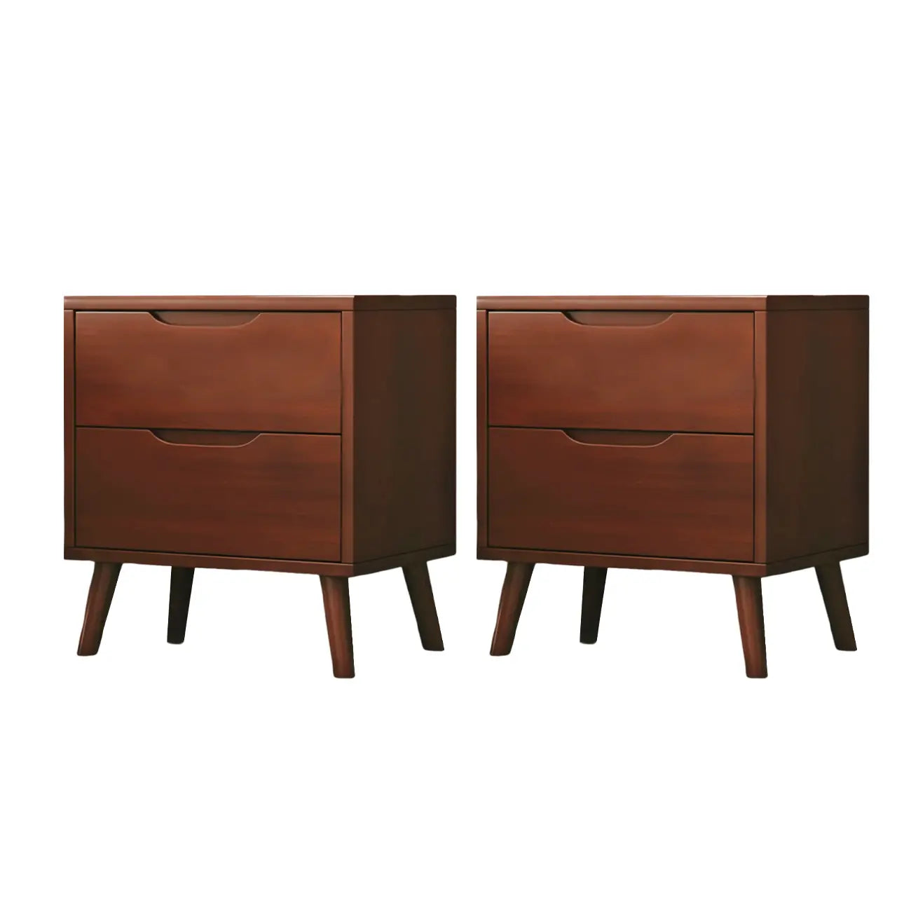 Comodino scandinavo in legno a 2 cassetti