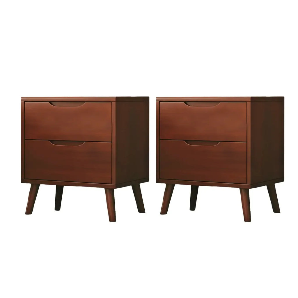 Comodino scandinavo in legno a 2 cassetti