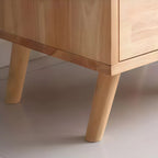 Comodino scandinavo in legno a 2 cassetti