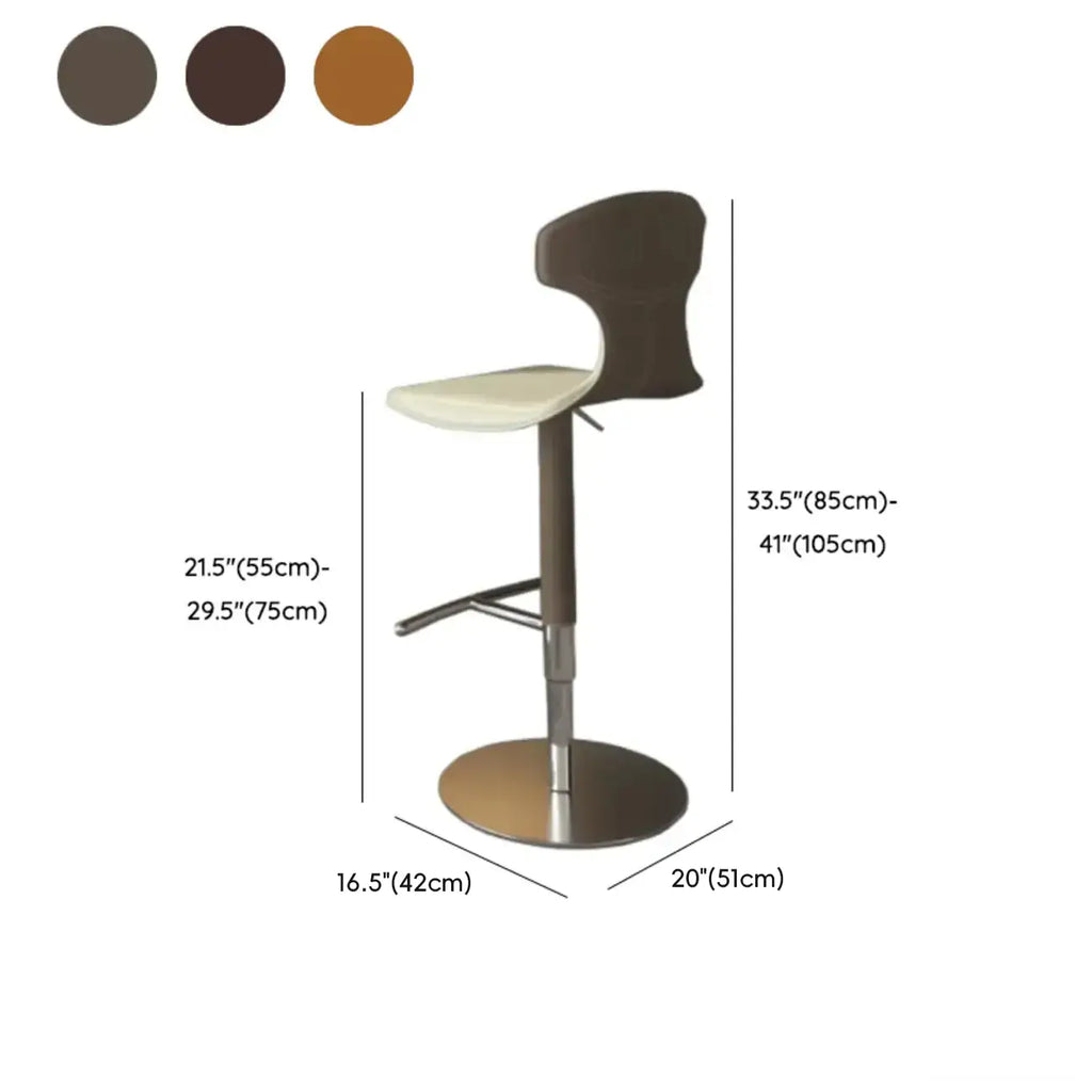 Tabourets de bar minimalistes en cuir beige à selle